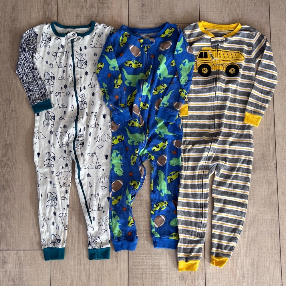 Lamaze Woodland, Blue Dinosaur & Car Kids Zip-Front Pajama One-Piece 3T